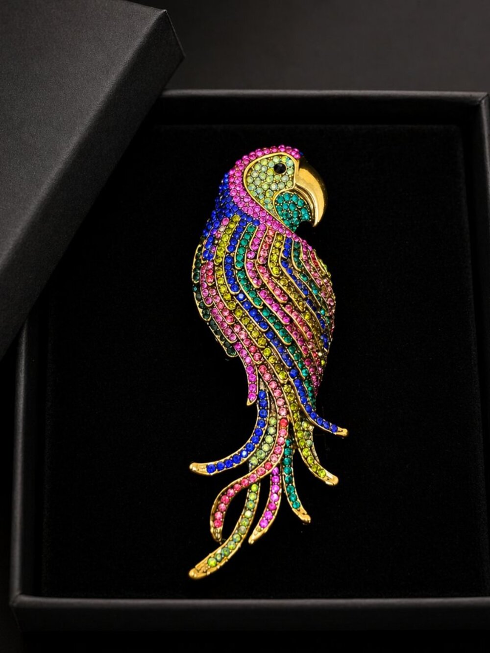 Large Statement Rhinestone Parrot Brooch Pendant Multicolor Crystal Bird Pin New